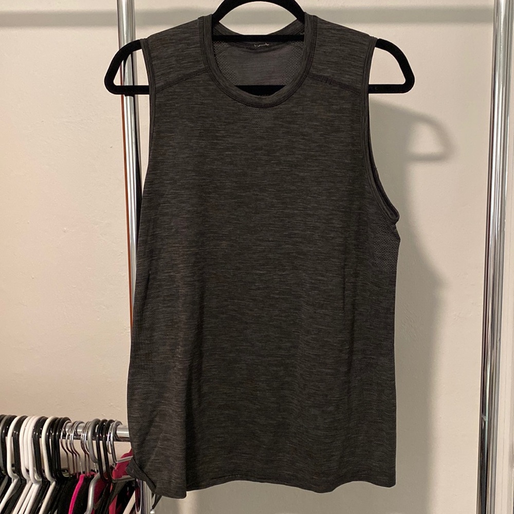 Mens Lululemon Metal Vent Tech Tank Heathered Black Sz Medium